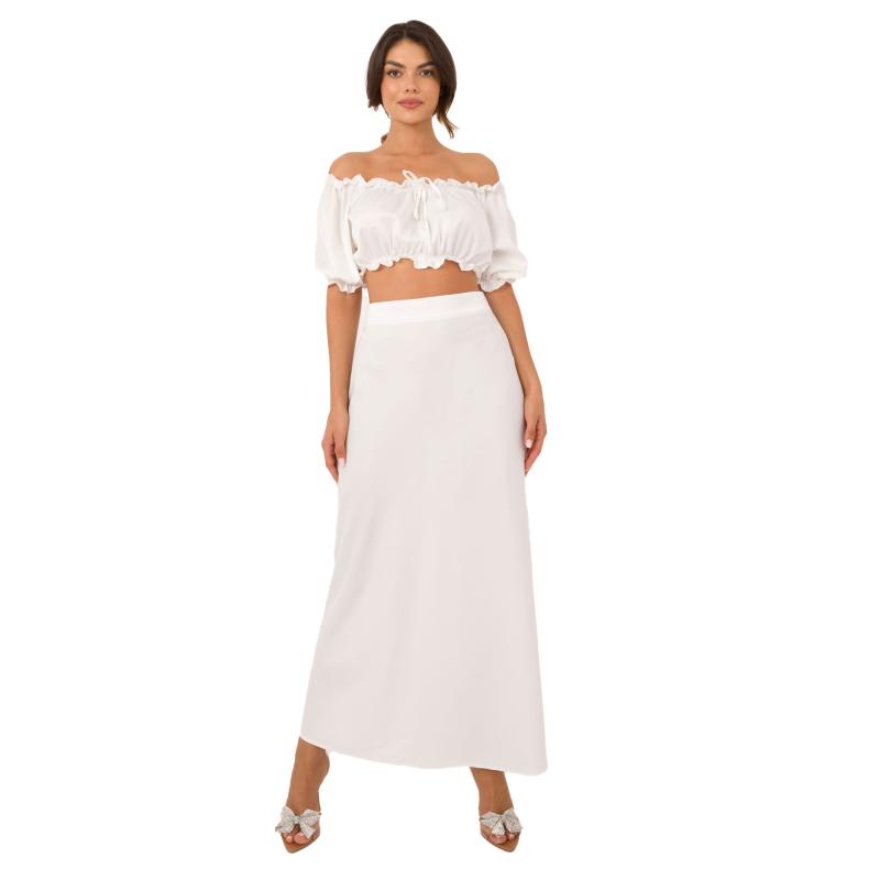 Dámský komplet se sukní s rozparkem bílý 