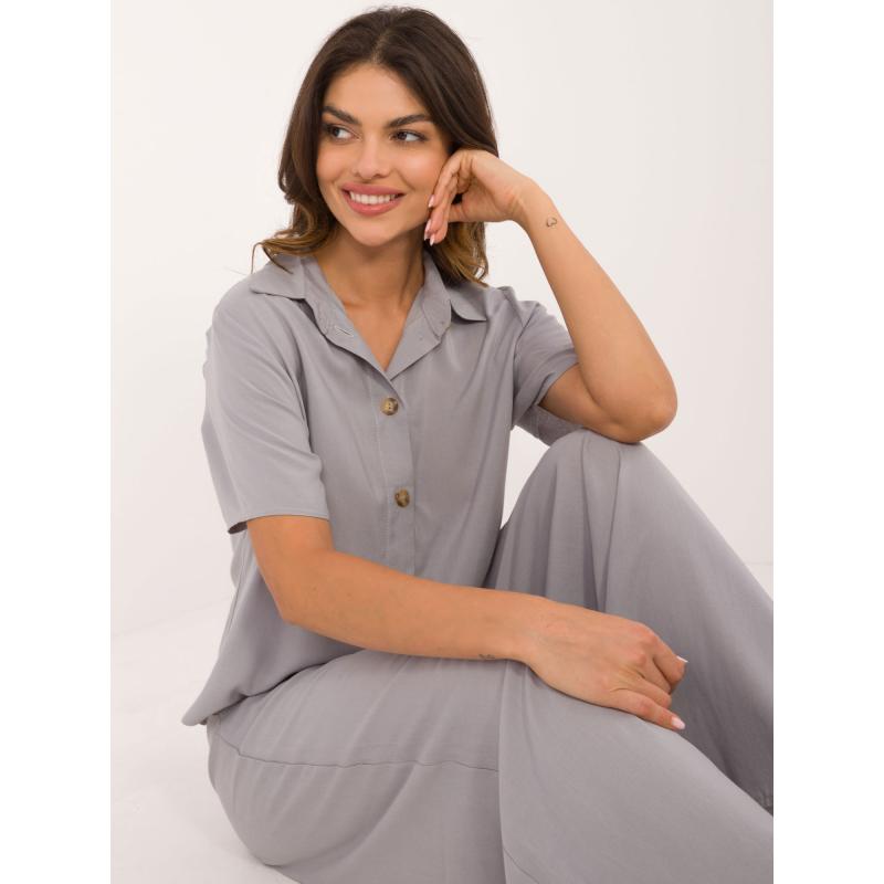 Dámský komplet s krátkou košilí šedý 