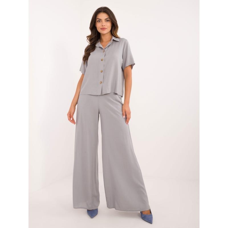 Dámský komplet s krátkou košilí šedý 