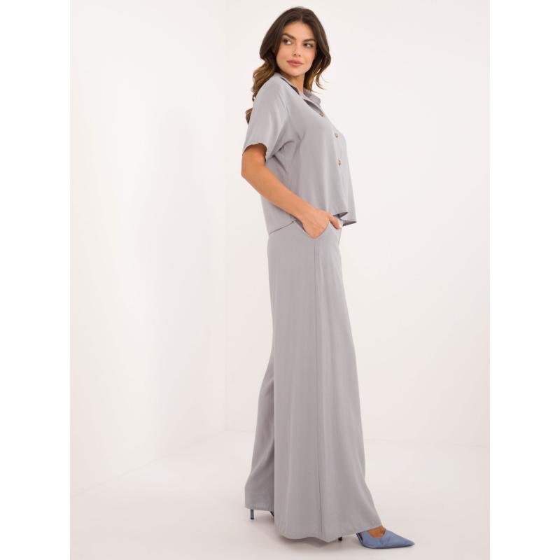 Dámský komplet s krátkou košilí šedý 