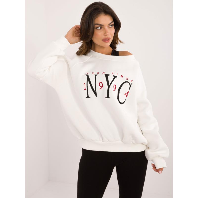 Dámská mikina s kapucí s výšivkou ecru 