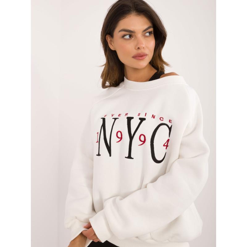 Dámská mikina s kapucí s výšivkou ecru 