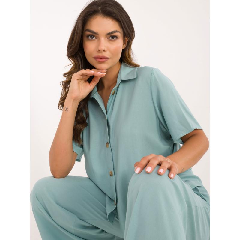 Dámský komplet viskózový dvoudílný letní mátový 