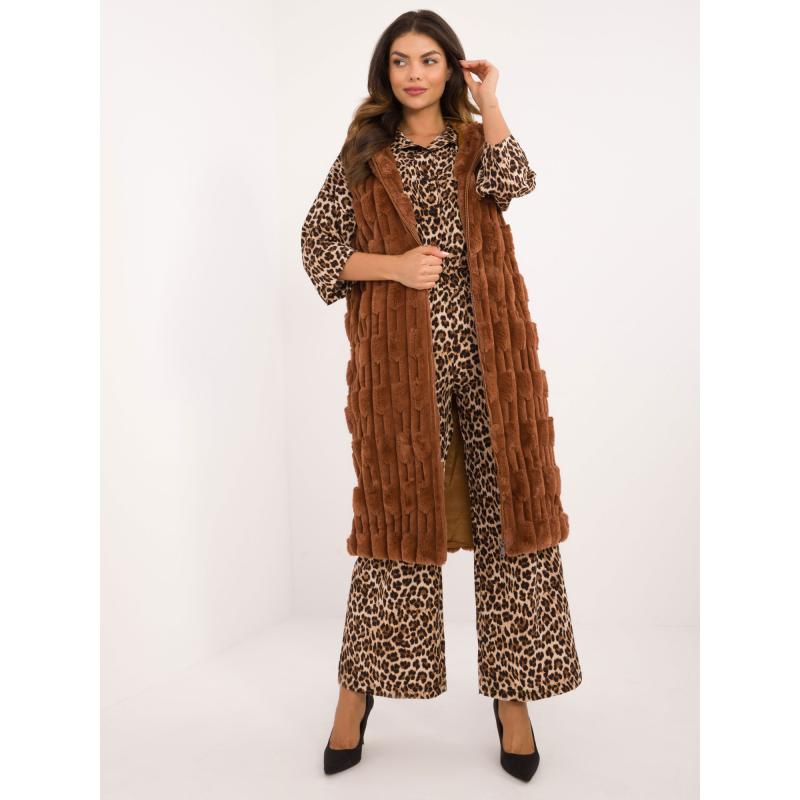 Dámská vesta z ekokůže světle hnědá 