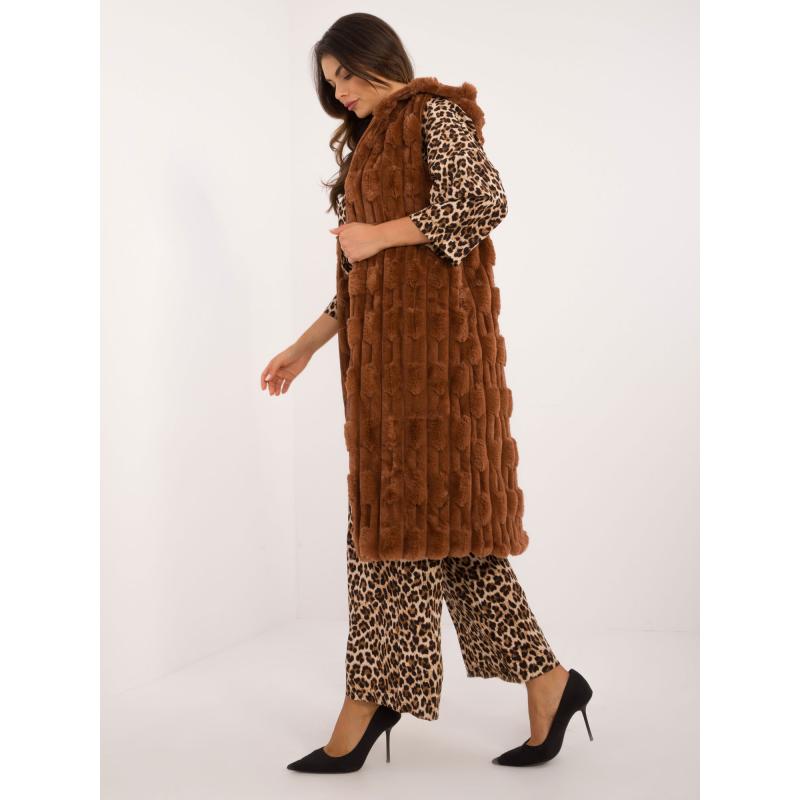 Dámská vesta z ekokůže světle hnědá 