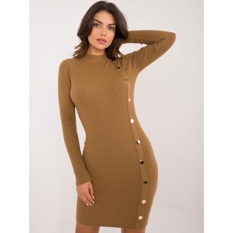 Dámské šaty s knoflíky světle hnědé  