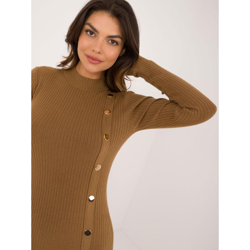 Dámské šaty s knoflíky světle hnědé  