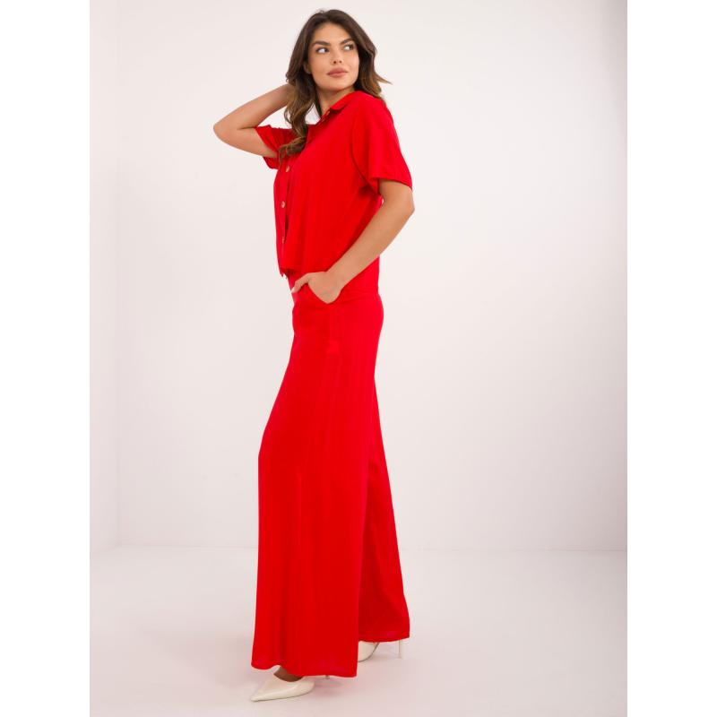 Dámský komplet s krátkým rukávem červený 