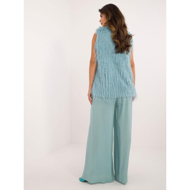 Dámská vesta s kožešinou mentolově zelená 