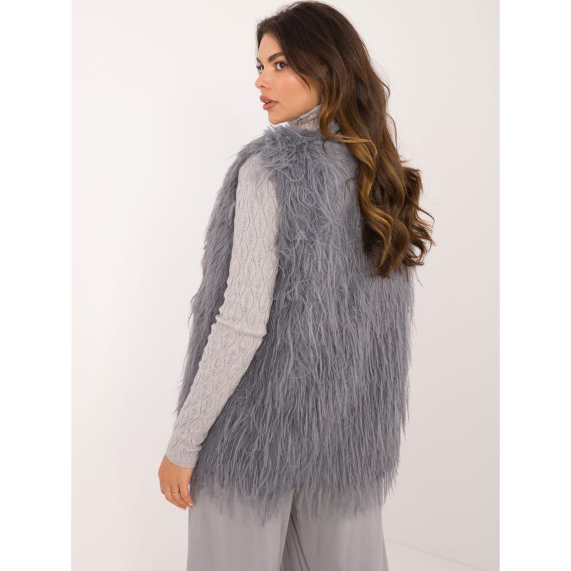 Női szőrmemellény horoggal és szemmel zárható sötétszürke