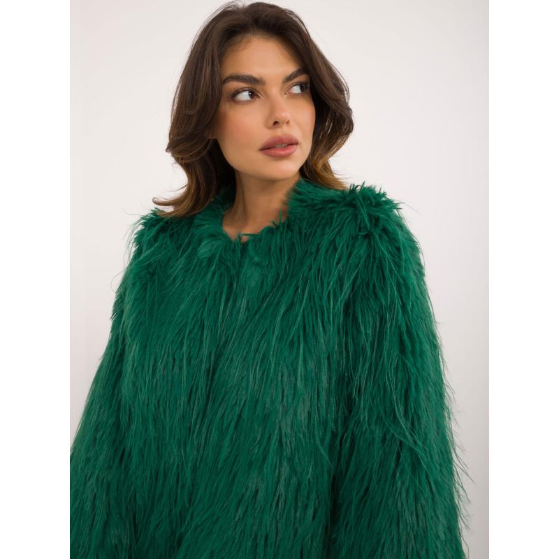 Dámská kožešinová vesta se zapínáním na suchý zip zelená