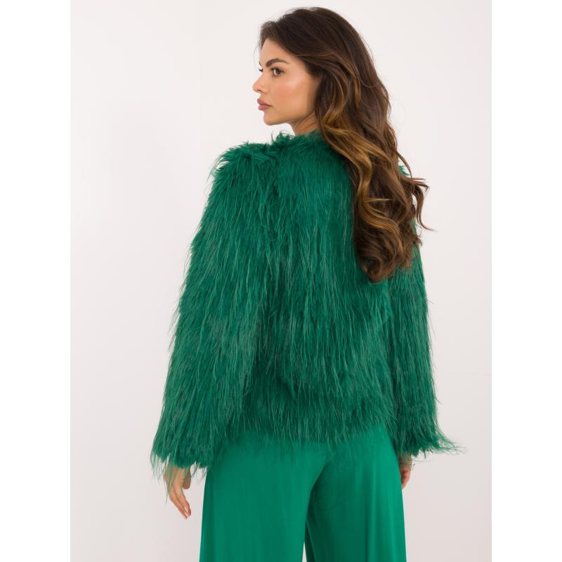 Dámská kožešinová vesta se zapínáním na suchý zip zelená