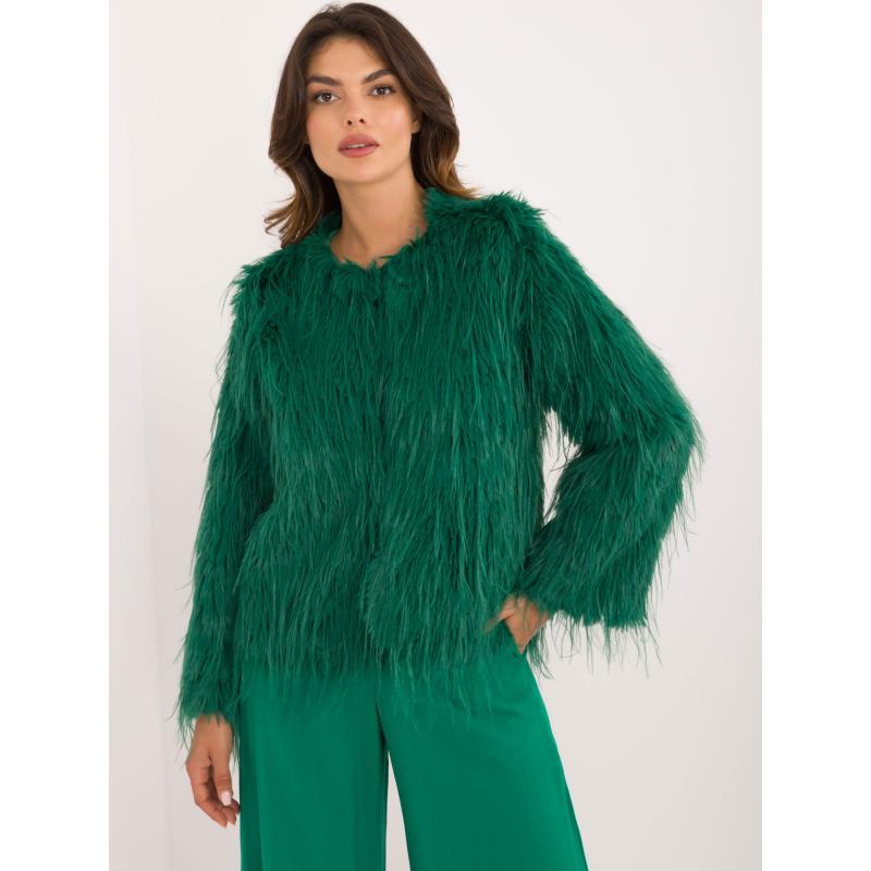 Dámská kožešinová vesta se zapínáním na suchý zip zelená