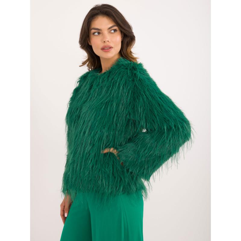 Dámská kožešinová vesta se zapínáním na suchý zip zelená