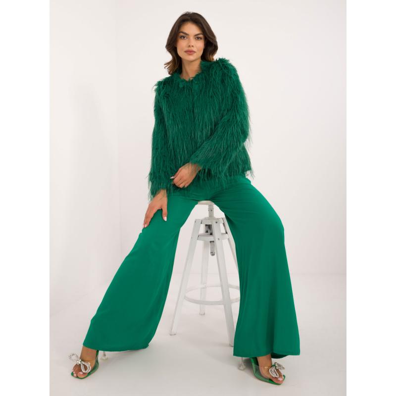 Dámská kožešinová vesta se zapínáním na suchý zip zelená