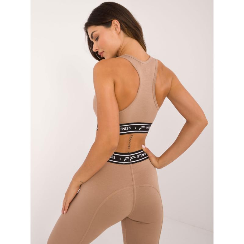 Dámský top s potiskem FOR FITNESS tmavě béžový 