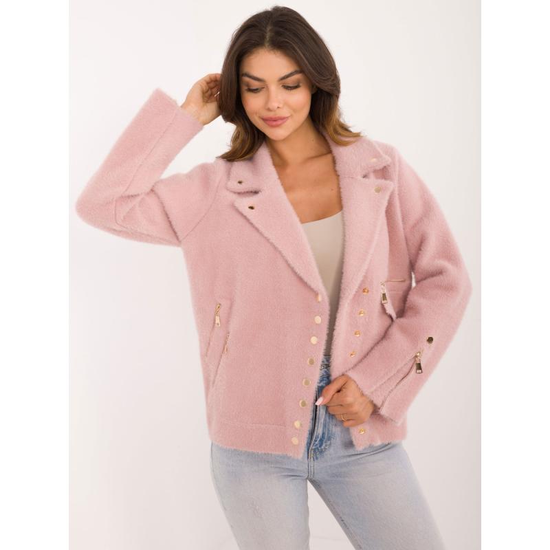 Női alpaka ramon dzseki világos rózsaszínű