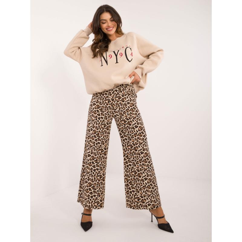 Női kapucnis pulóver kerek nyakkal bézs színű