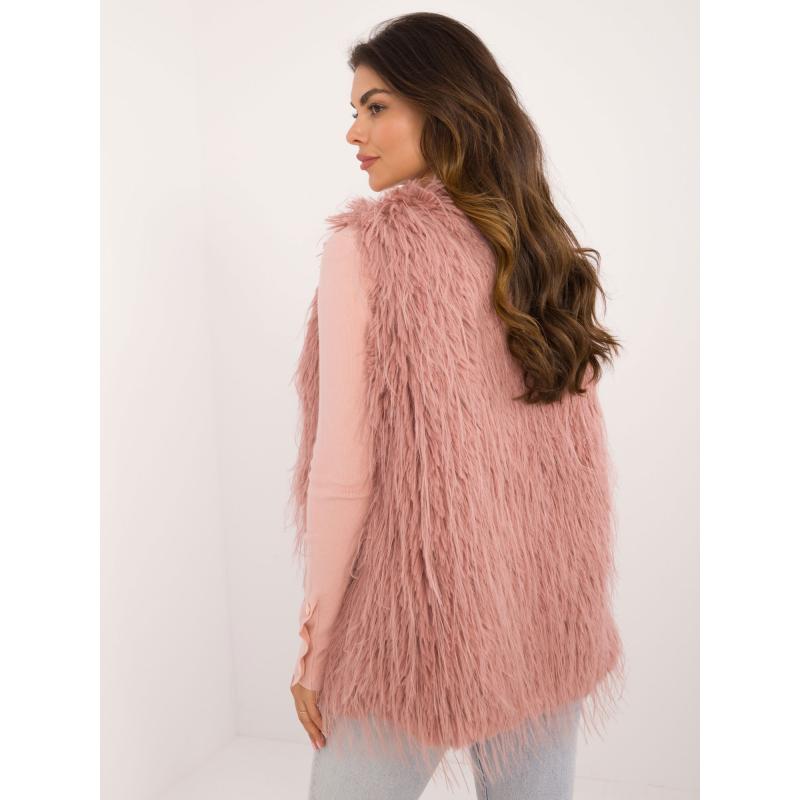 Női mellény szőrmebéléssel rózsaszín