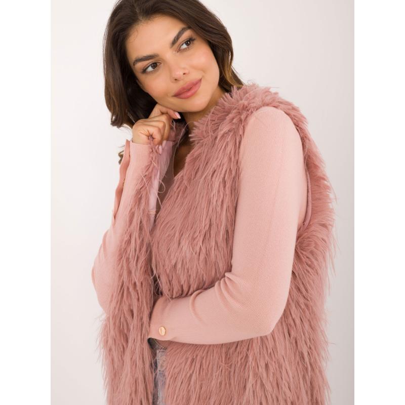 Női mellény szőrmebéléssel rózsaszín