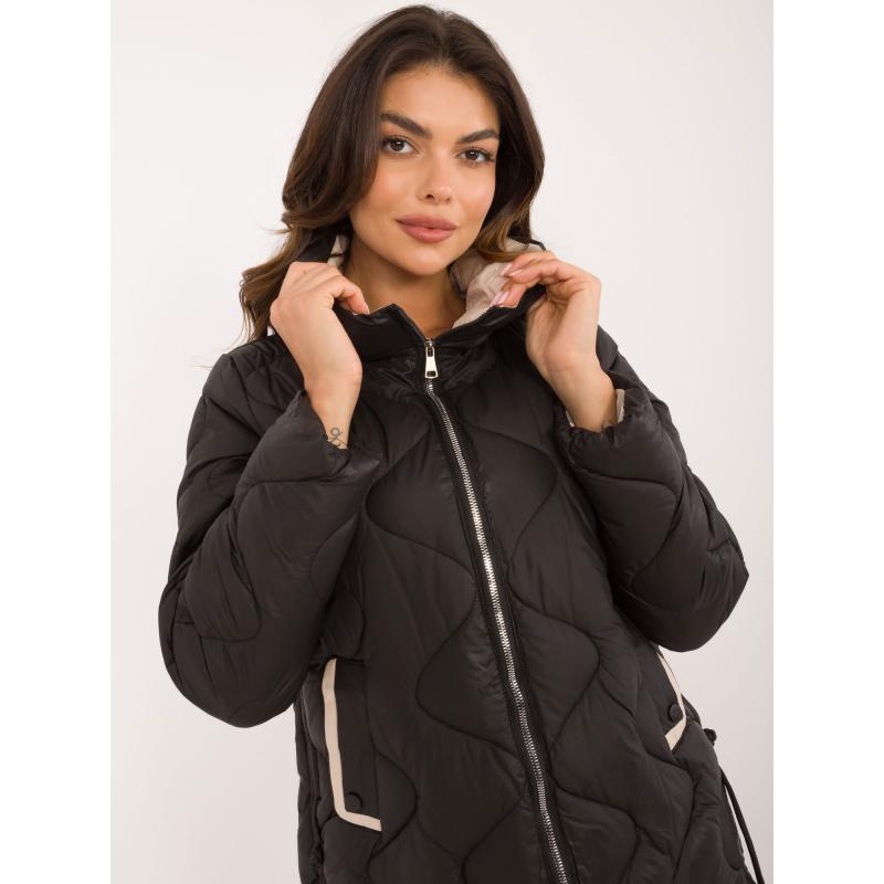 Dámská bunda prošívaná péřová přechodová černá 