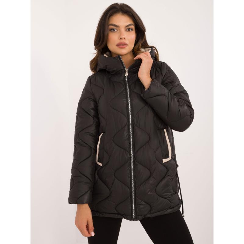 Dámská bunda prošívaná péřová přechodová černá 
