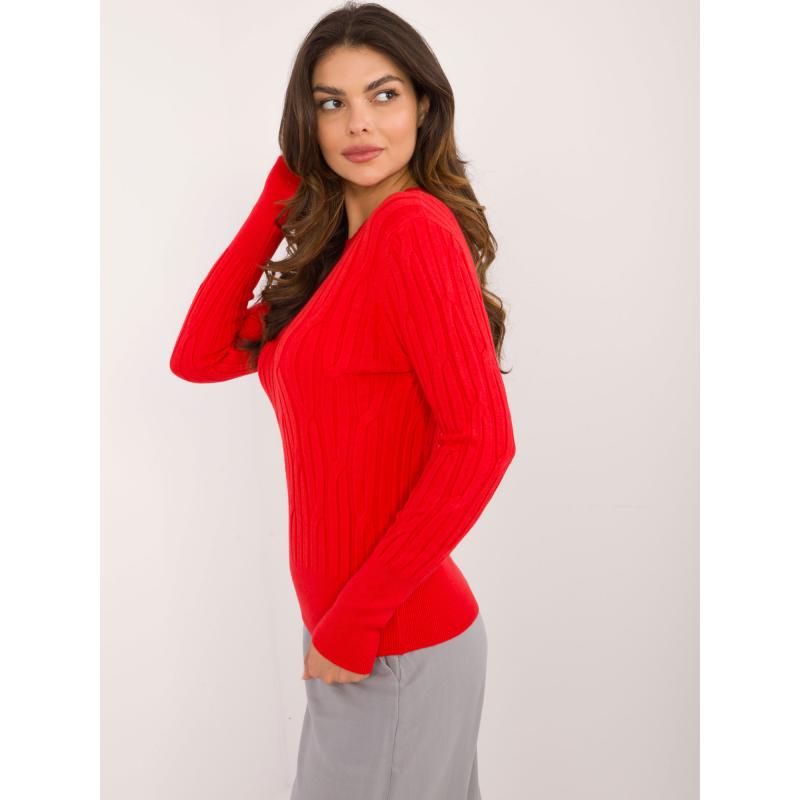 Dámský svetr vzorovaný klasický jasně červený  