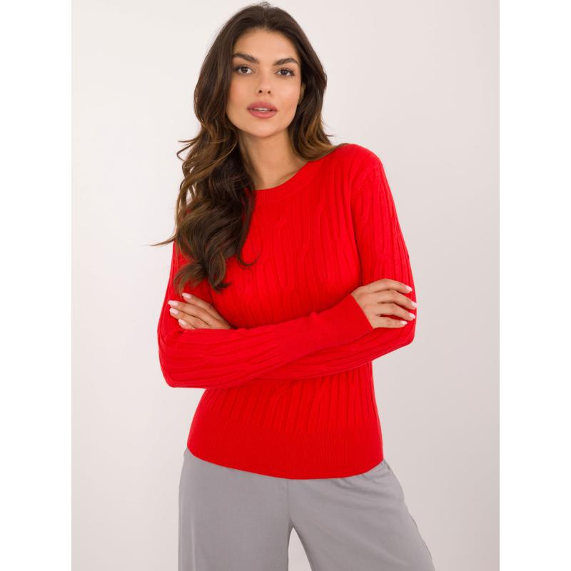 Dámský svetr vzorovaný klasický jasně červený  