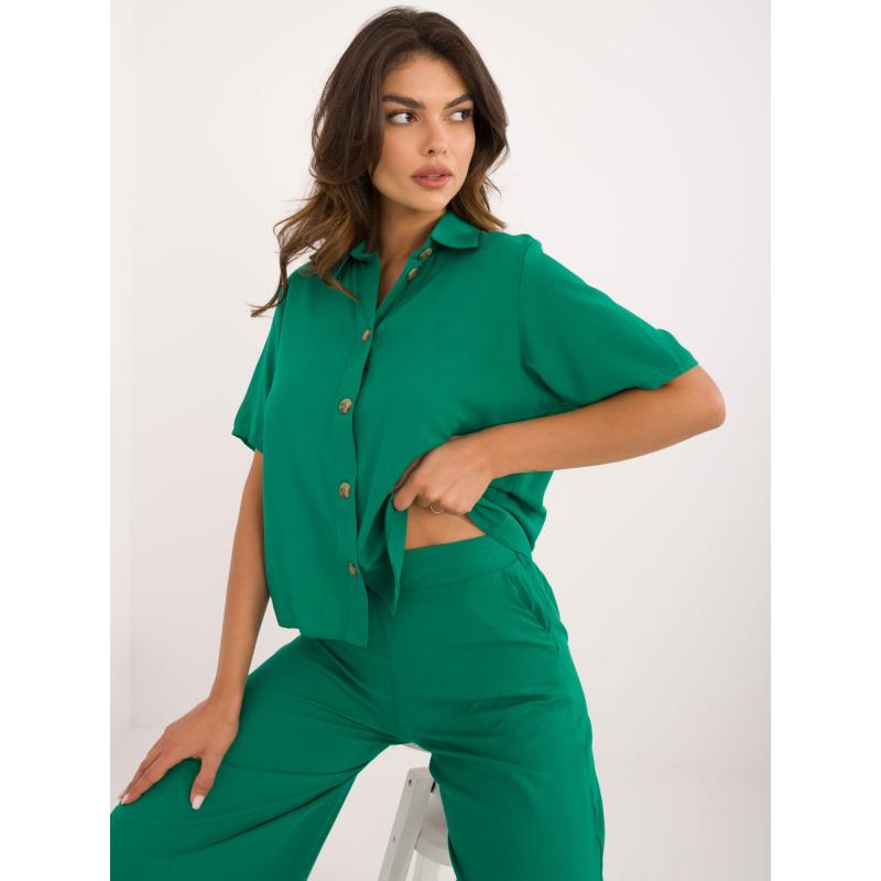 Dámská letní souprava s širokými kalhotami zelená 