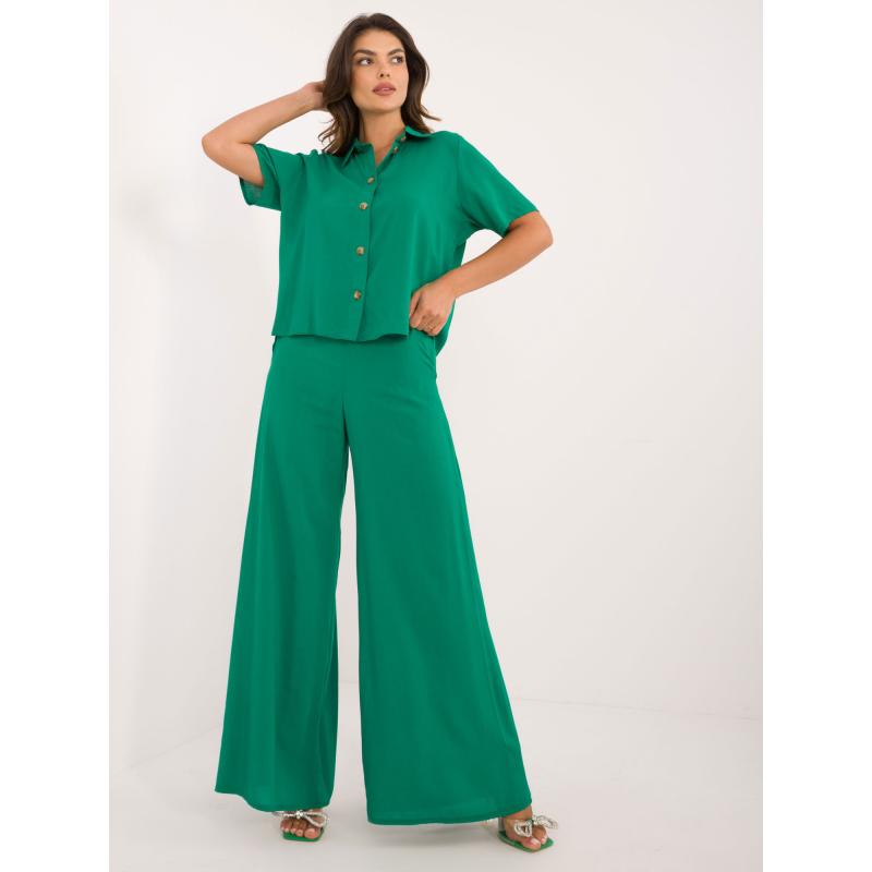 Dámská letní souprava s širokými kalhotami zelená 