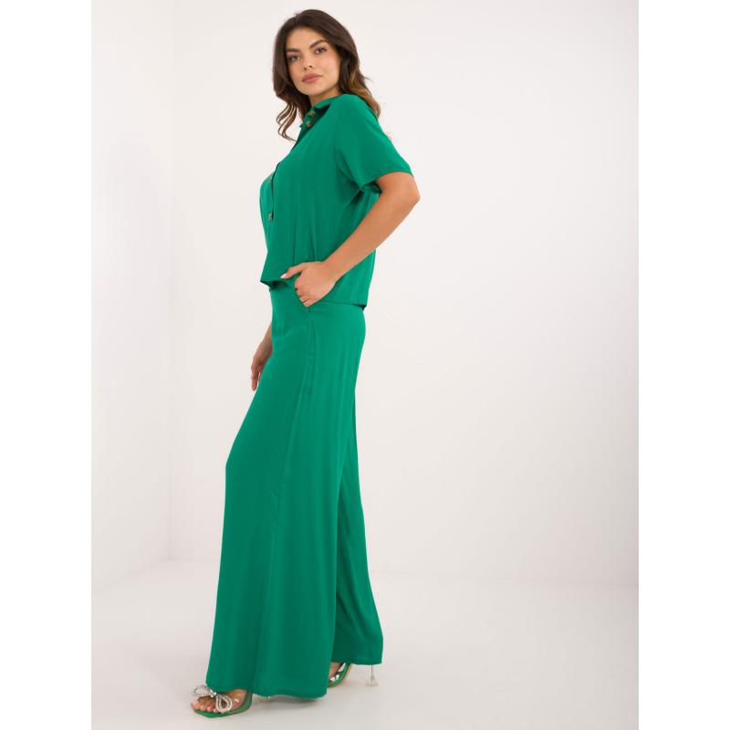 Dámská letní souprava s širokými kalhotami zelená 