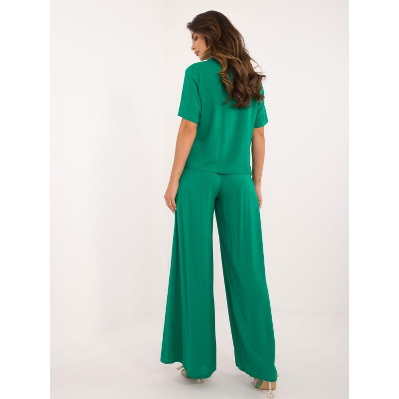 Dámská letní souprava s širokými kalhotami zelená 