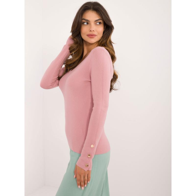 Dámský svetr se směsí viskózy růžový 