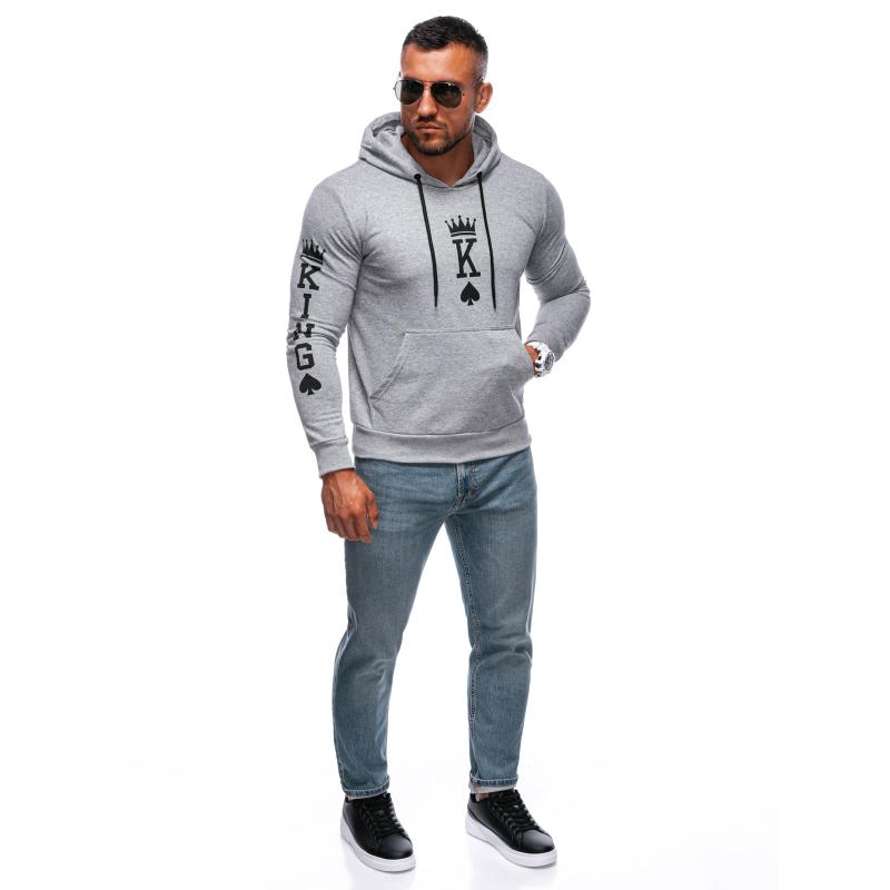 Pánská mikina na zip B1679 šedá