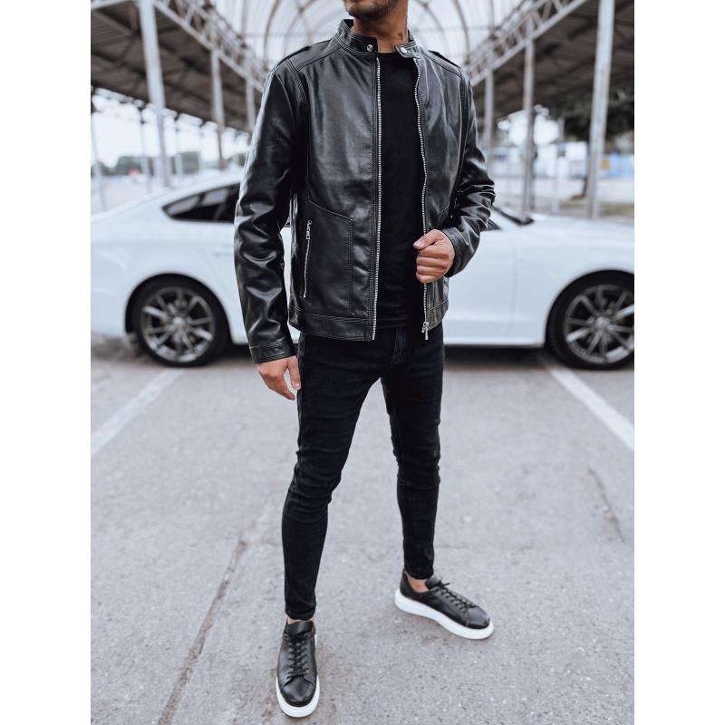 Pánská koženková bunda černá