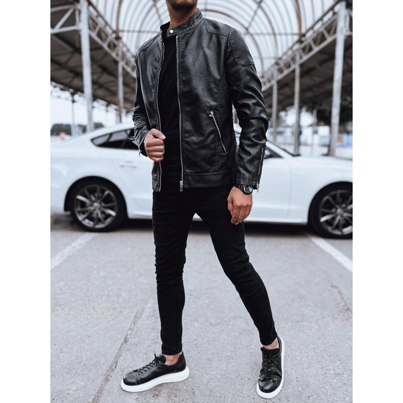 Pánská koženková bunda černá