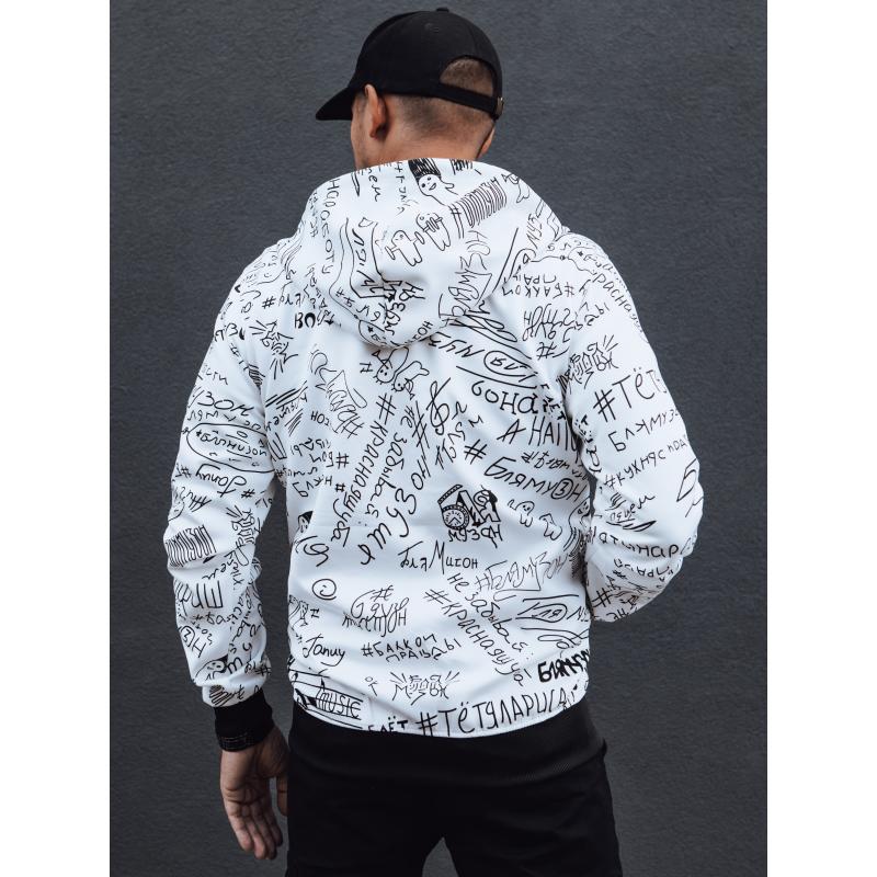 Férfi kapucnis pulóver húzózsinórral fehér