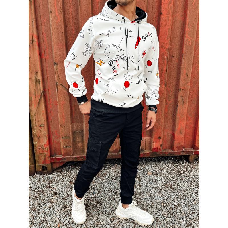 Pánská mikina s kapucí bílá