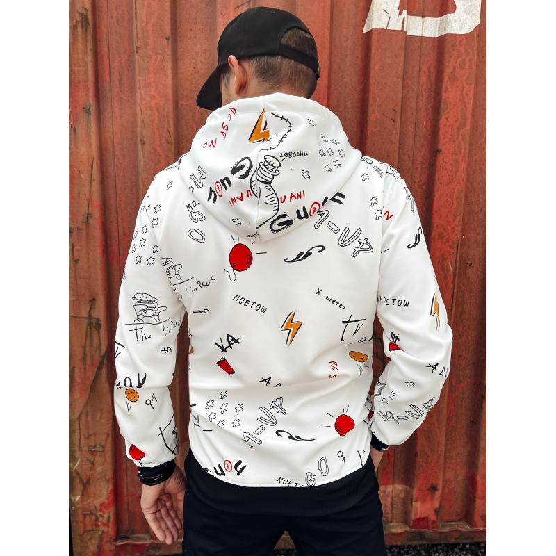 Pánská mikina s kapucí bílá