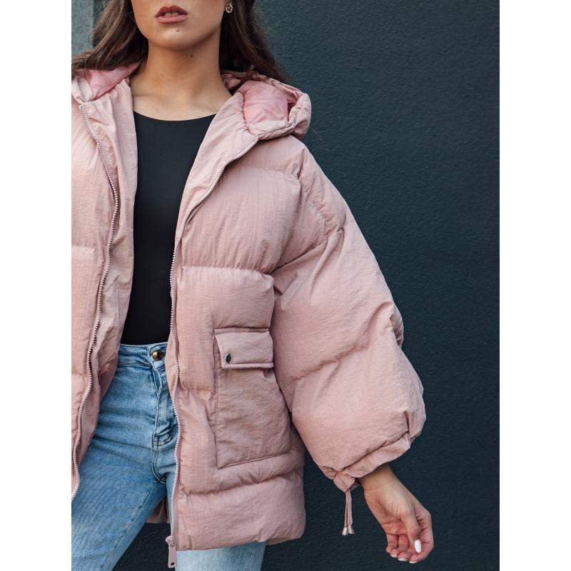 Dámská prošívaná bunda oversize s kapucí PARIMA růžová