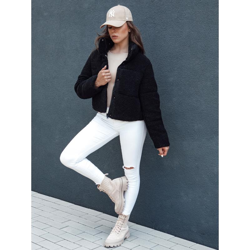 Dámská krátká zimní bunda z alpaky CELESTIAL černá