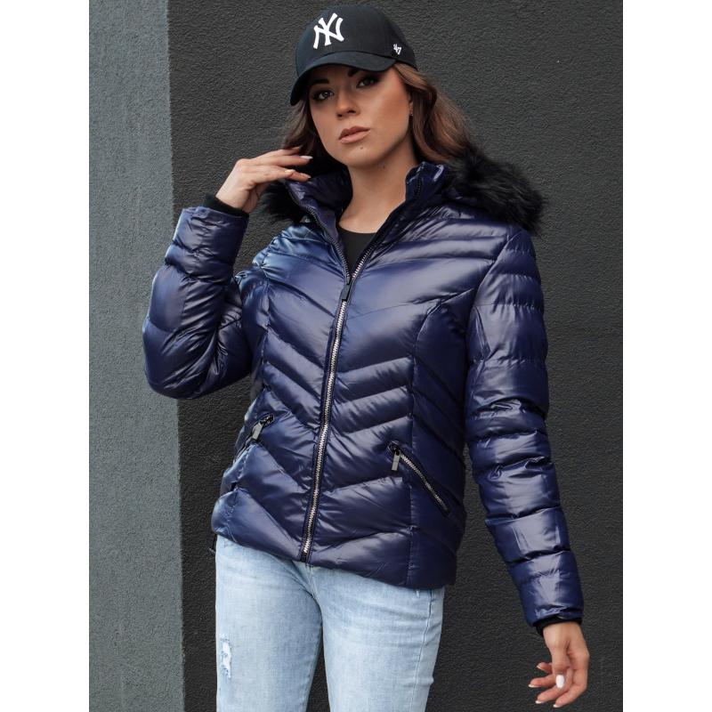 Dámská zimní bunda s kapucí CRUNKIES tmavě modrá