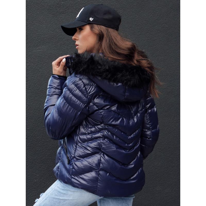 Dámská zimní bunda s kapucí CRUNKIES tmavě modrá