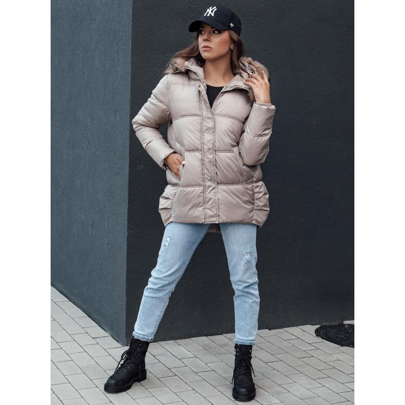 Dámska zimná bunda s kapucňou STELLAR béžová