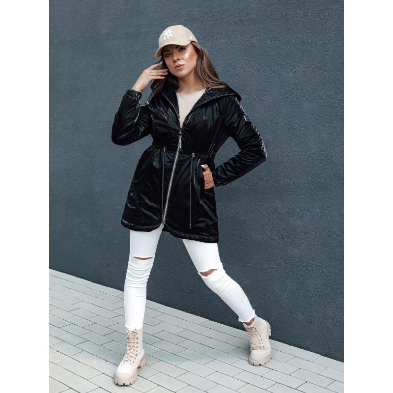 Dámská přechodná bunda parka s kapucí HENRY černá