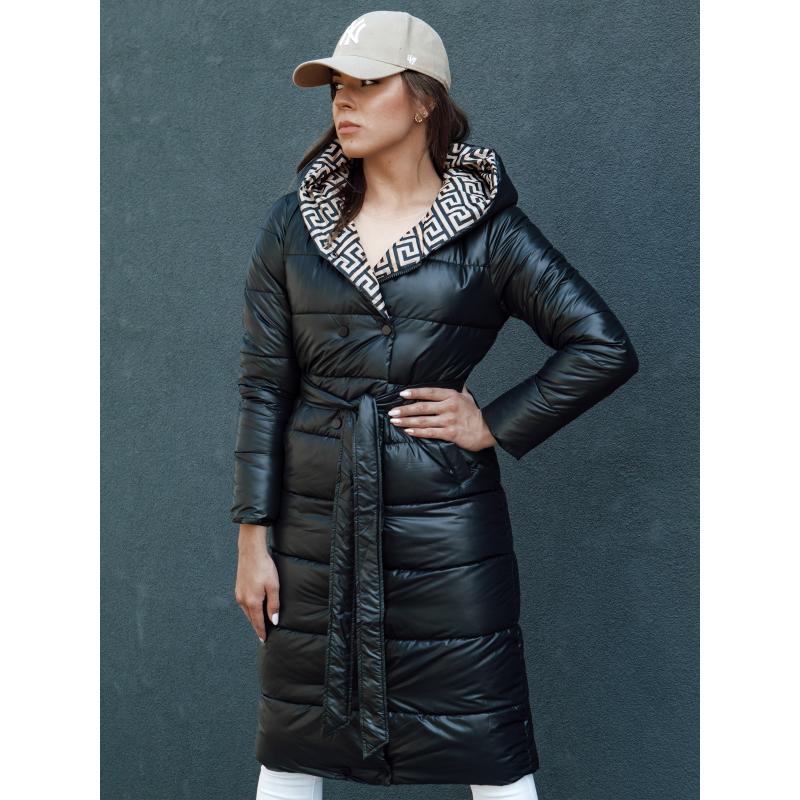 Dámský zimní prošívaný kabát s kapucí GRACE černý
