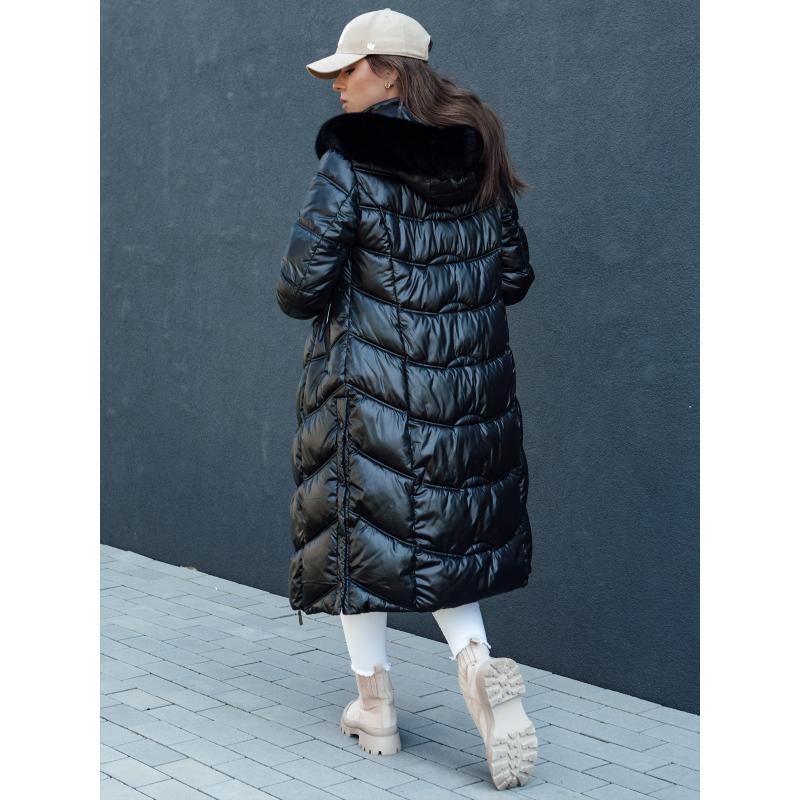 Dámská zimní prošívaná bunda CRYSTAL s kapucí černá