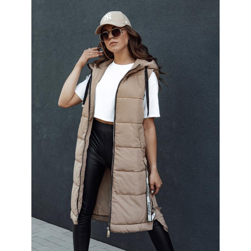 Dámská prošívaná vesta s kapucí SKYLER hnědá