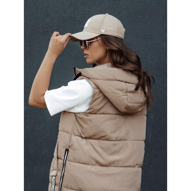 Dámská prošívaná vesta s kapucí SKYLER hnědá