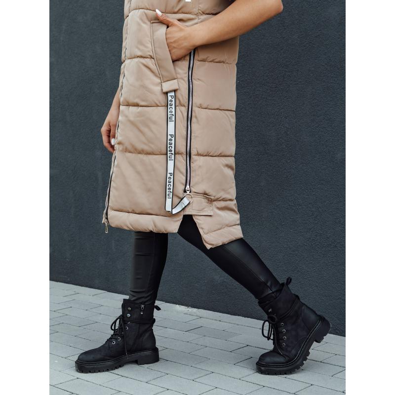 Dámská prošívaná vesta s kapucí SKYLER hnědá